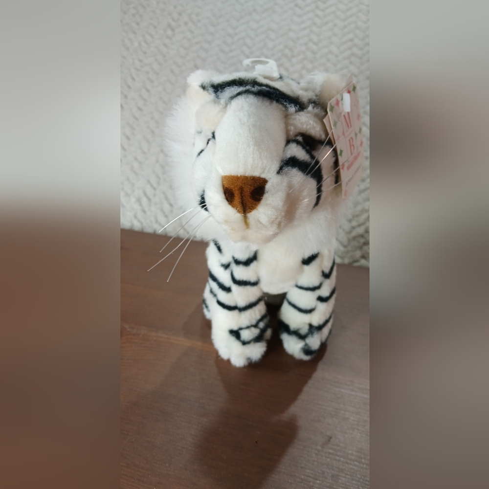 Striped Plush Tiger Toy - White and Black